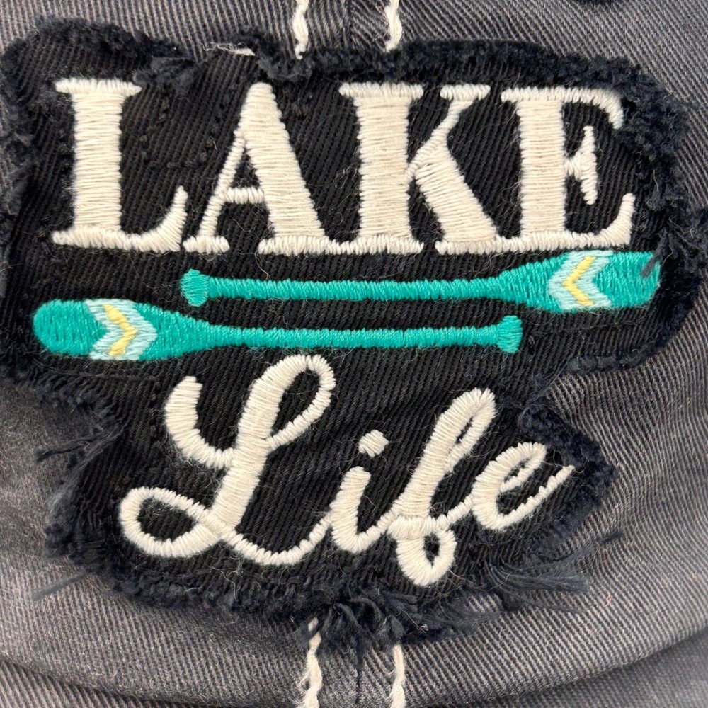 Lake Life Oars Womens Grey Unbranded Trucker Hat Distressed Mesh Back OSFM - Picture 2 of 10